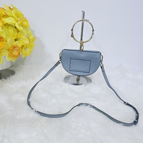 Chloe Light Blue Crossbody Bag with Gold Accents - Picture 11 of 13